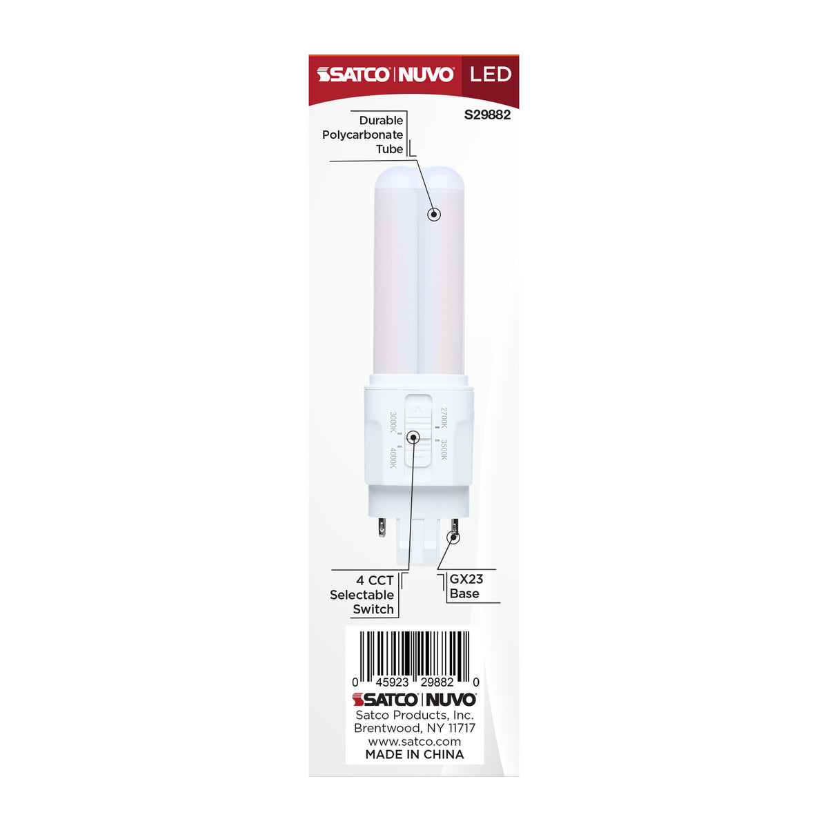 5.5 Watt PLC LED - 27K/3K/35K/4K CCT - GX23 Base - Omni - Type A/B - 120-277 Volt