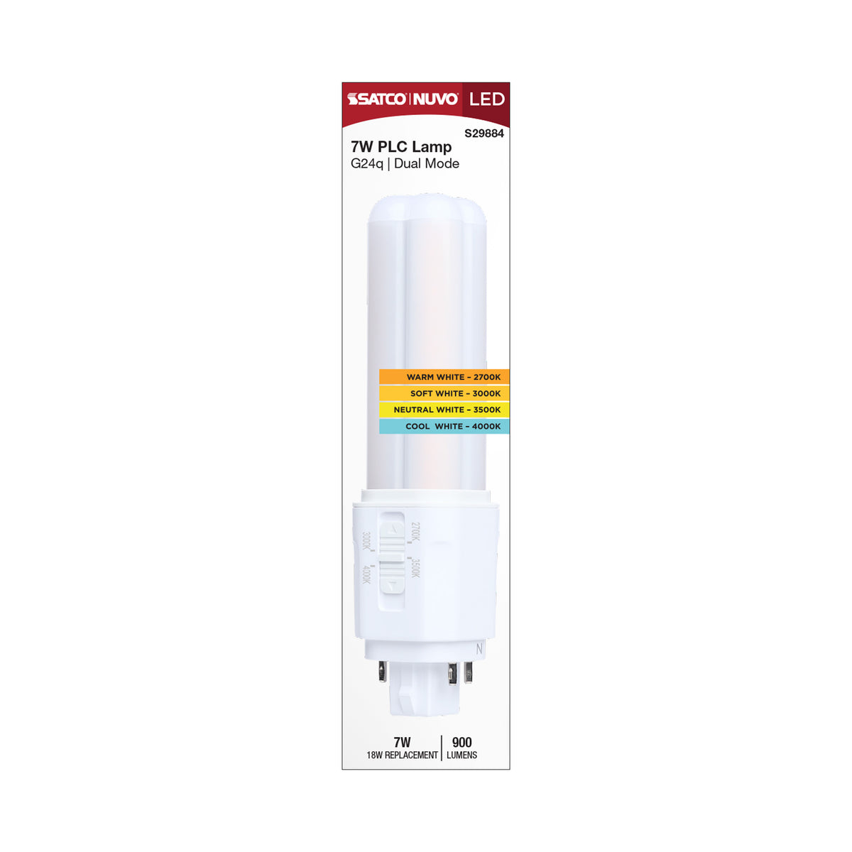 7 Watt PLC LED - 27K/3K/35K/4K CCT - G24q Base - Omni - Type A/B - 120-277 Volt