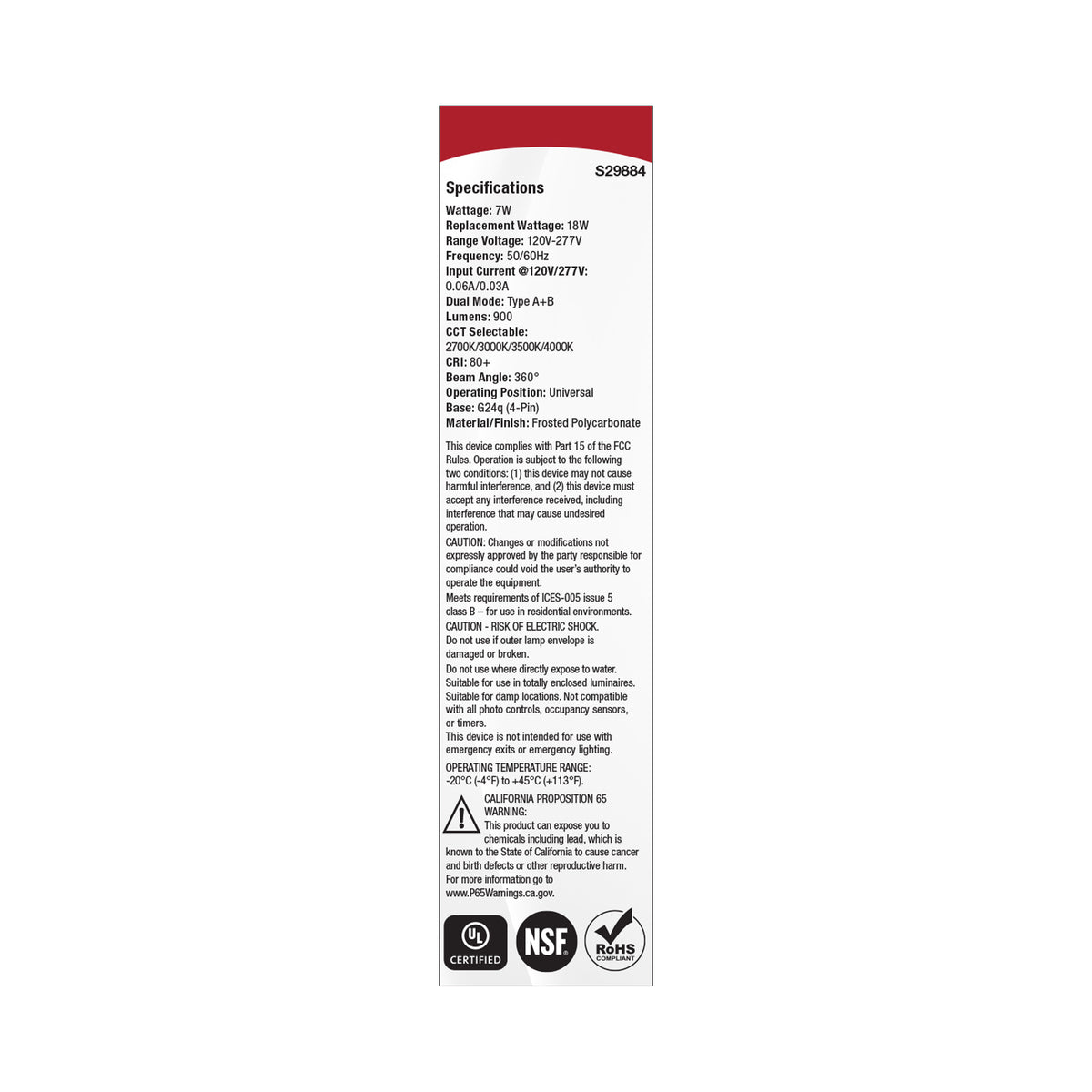 7 Watt PLC LED - 27K/3K/35K/4K CCT - G24q Base - Omni - Type A/B - 120-277 Volt