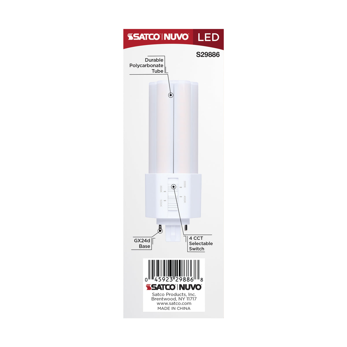 9 Watt PLT LED - 3K/35K/4K/5K CCT - GX24d Base - Omni - Type B - 120-277 Volt