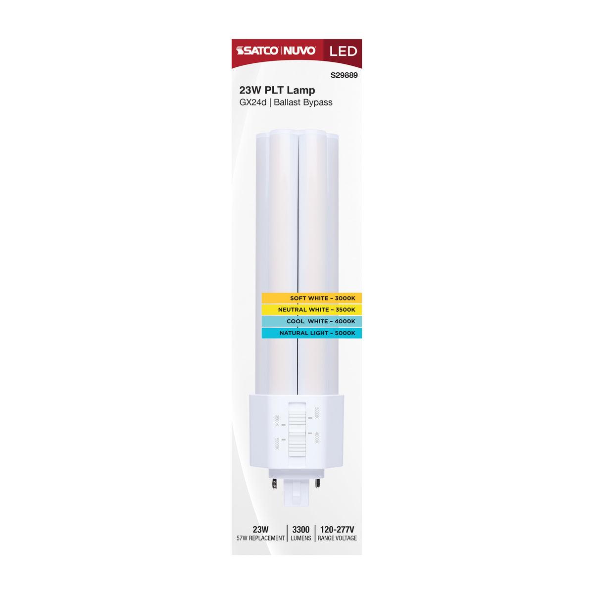 23 Watt PLT LED - 3K/35K/4K/5K CCT - GX24d Base - Omni - Type B - 120-277 Volt