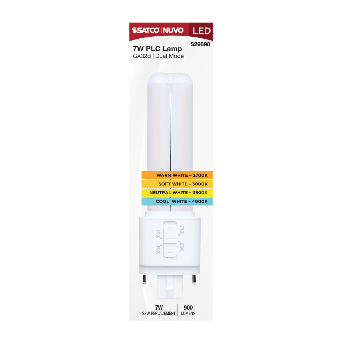 7 Watt PLC LED - 27K/3K/35K/4K CCT - GX32d Base - Omni - Type A/B - 120-277 Volt
