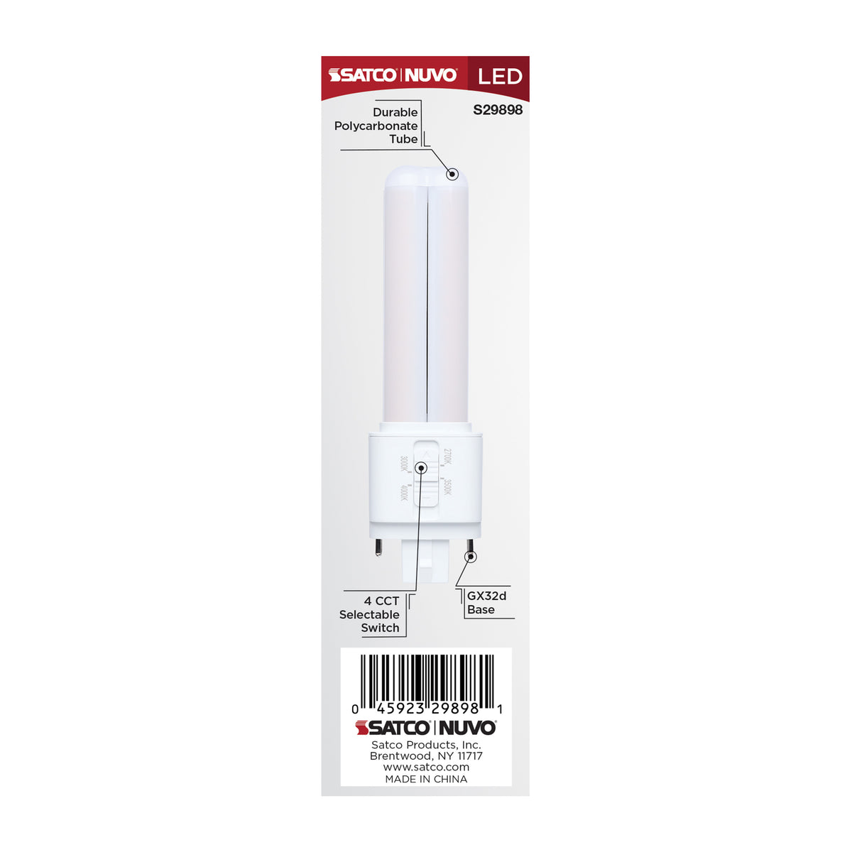 7 Watt PLC LED - 27K/3K/35K/4K CCT - GX32d Base - Omni - Type A/B - 120-277 Volt