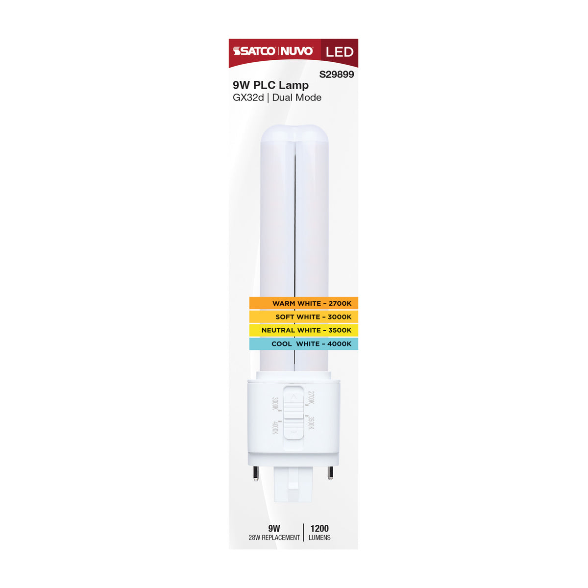 9 Watt PLC LED - 27K/3K/35K/4K CCT - GX32d Base - Omni - Type A/B - 120-277 Volt