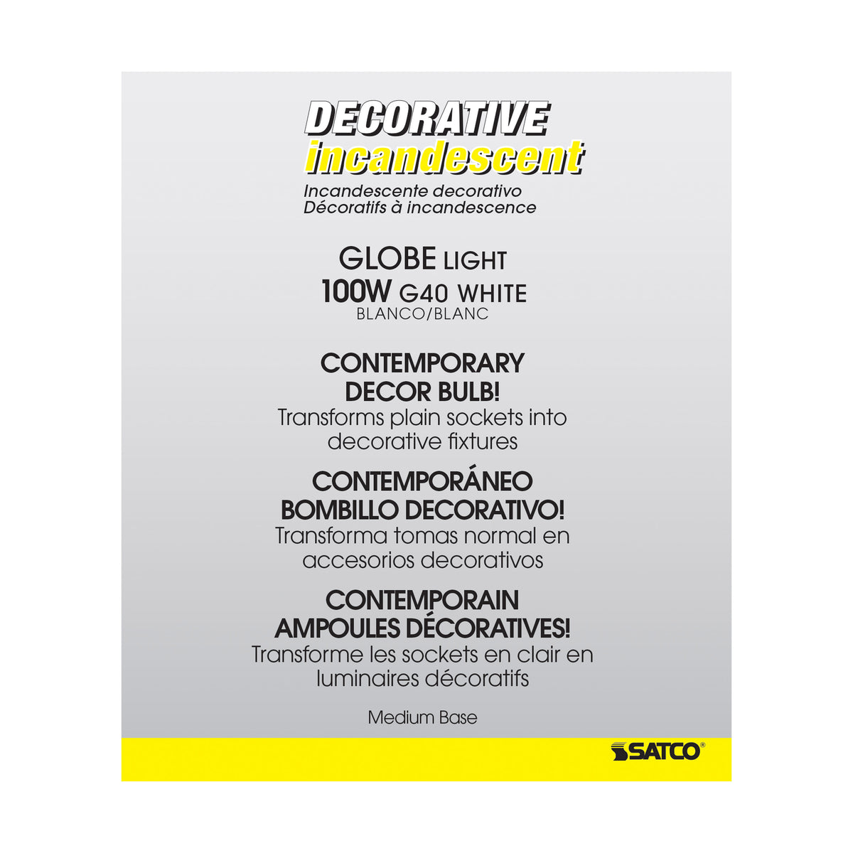 100 Watt G40 Incandescent - Gloss White - 4000 Average rated hours - 1050 Lumens - Medium base - 120 Volt