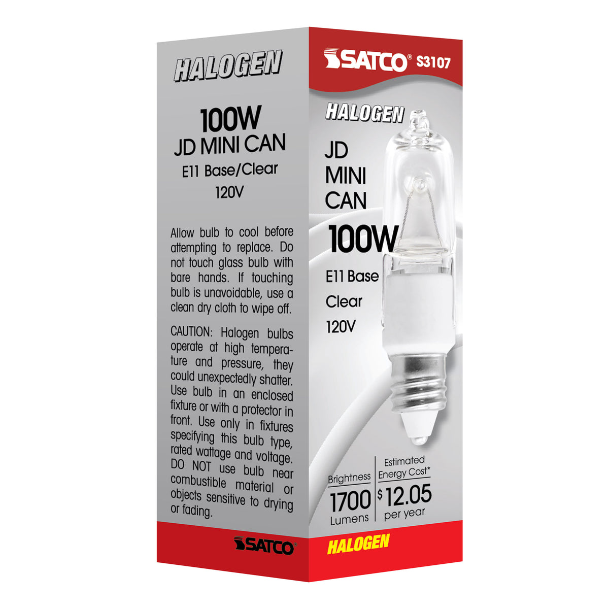 100 Watt - Halogen - T4 - Clear - 2000 Average rated hours - 1700 Lumens - Mini Candelabra base - 120 Volt