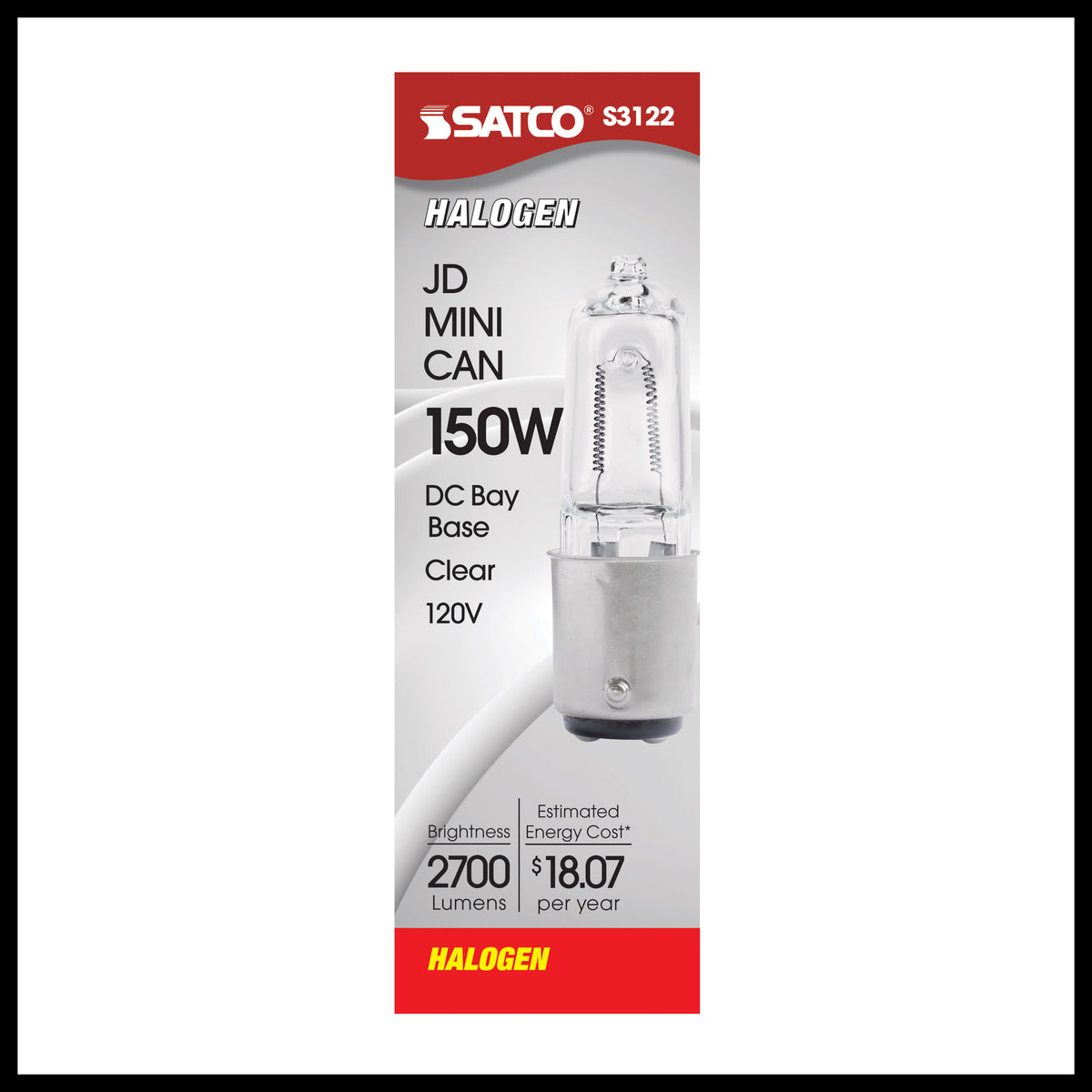 150 Watt - Halogen - T4 1/2 - Clear - 2000 Average rated hours - 2700 Lumens - DC Bay base - 120 Volt
