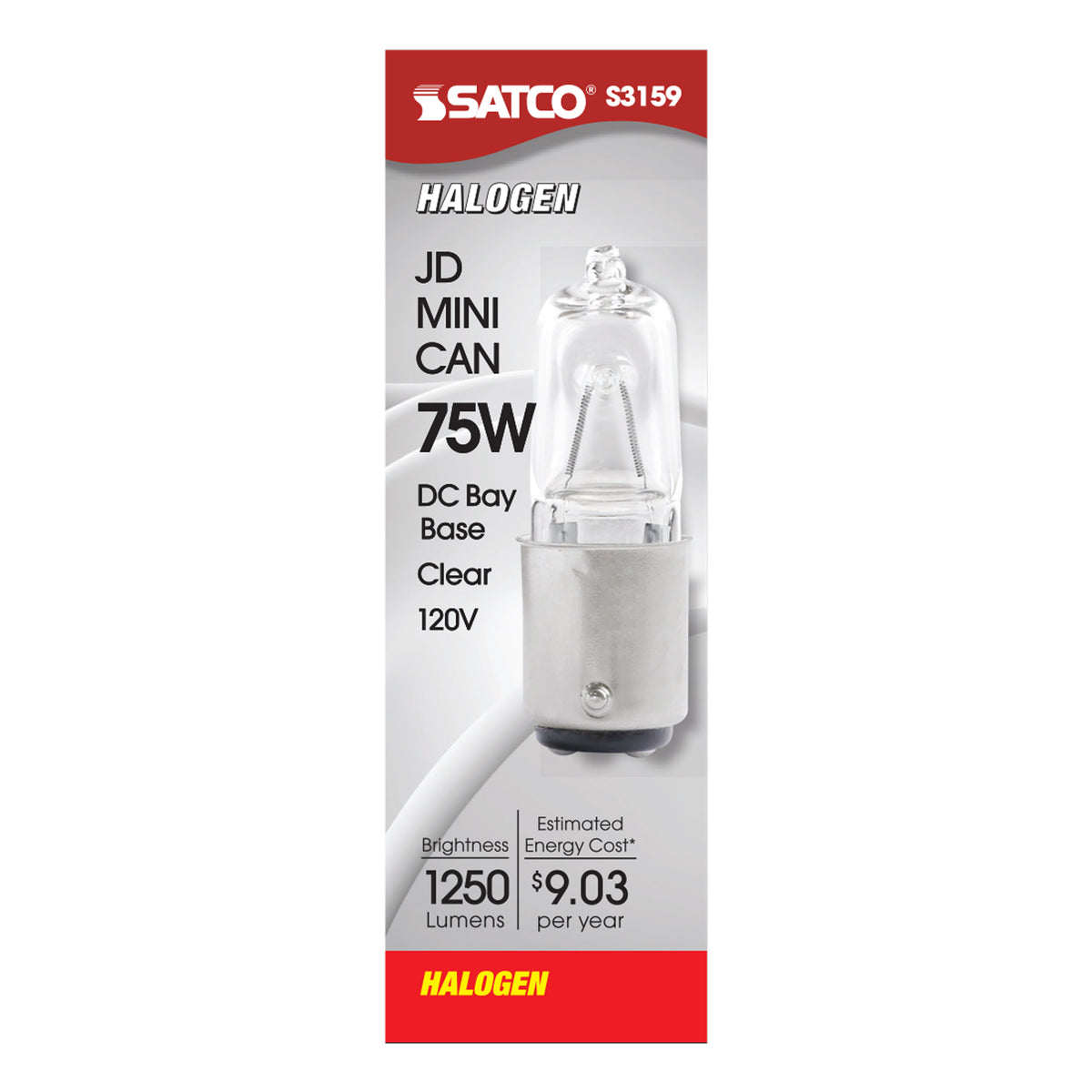 75 Watt - Halogen - T4 - Clear - 2000 Average rated hours - 1250 Lumens - DC Bay base - 120 Volt