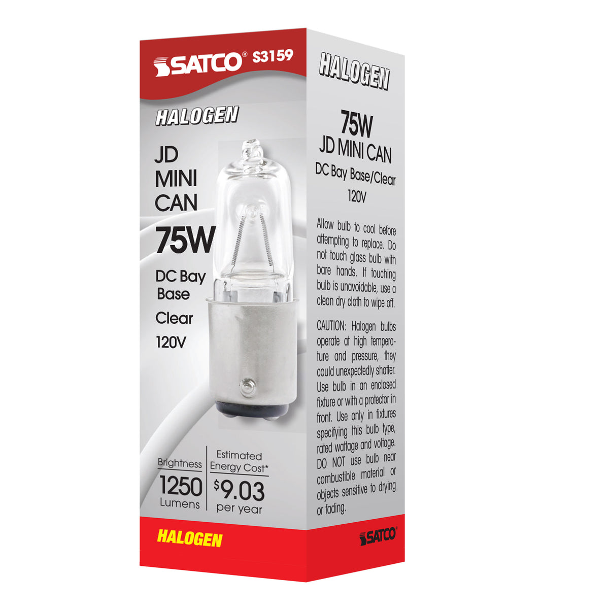 75 Watt - Halogen - T4 - Clear - 2000 Average rated hours - 1250 Lumens - DC Bay base - 120 Volt