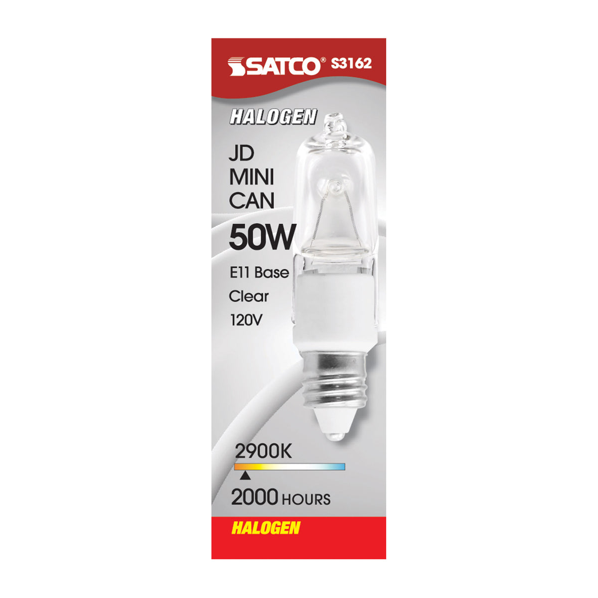 50 Watt - Halogen - T4 - Clear - 2000 Average rated hours - 750 Lumens - Mini Candelabra base - 120 Volt