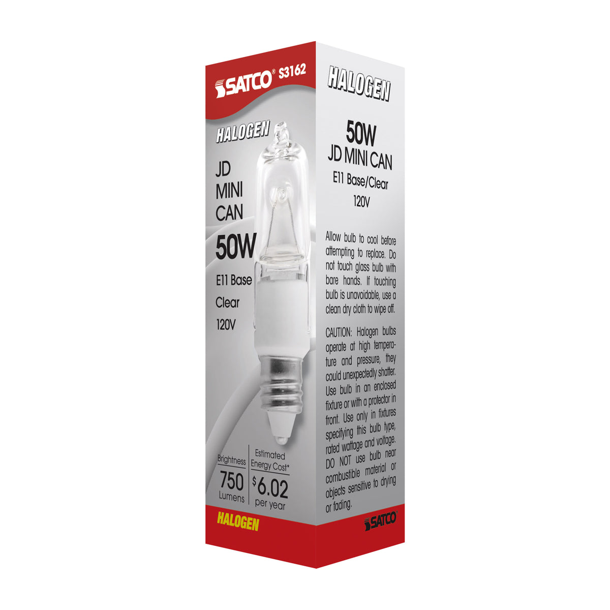 50 Watt - Halogen - T4 - Clear - 2000 Average rated hours - 750 Lumens - Mini Candelabra base - 120 Volt