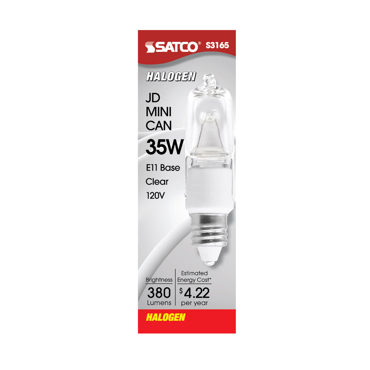 35 Watt - Halogen - T4 - Clear - 2000 Average rated hours - 380 Lumens - Mini Candelabra base - 120 Volt