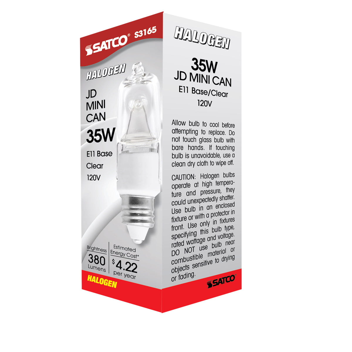35 Watt - Halogen - T4 - Clear - 2000 Average rated hours - 380 Lumens - Mini Candelabra base - 120 Volt