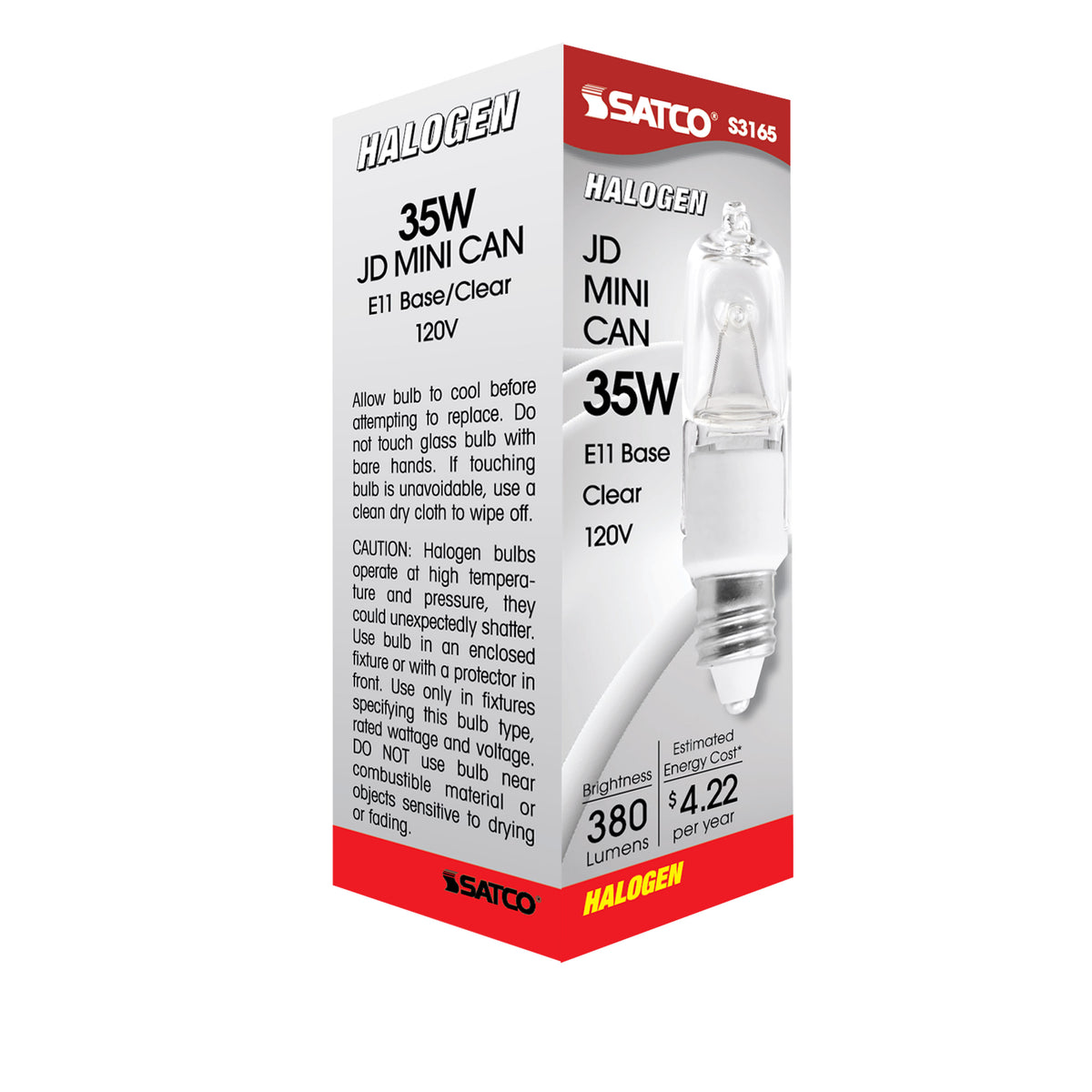 35 Watt - Halogen - T4 - Clear - 2000 Average rated hours - 380 Lumens - Mini Candelabra base - 120 Volt