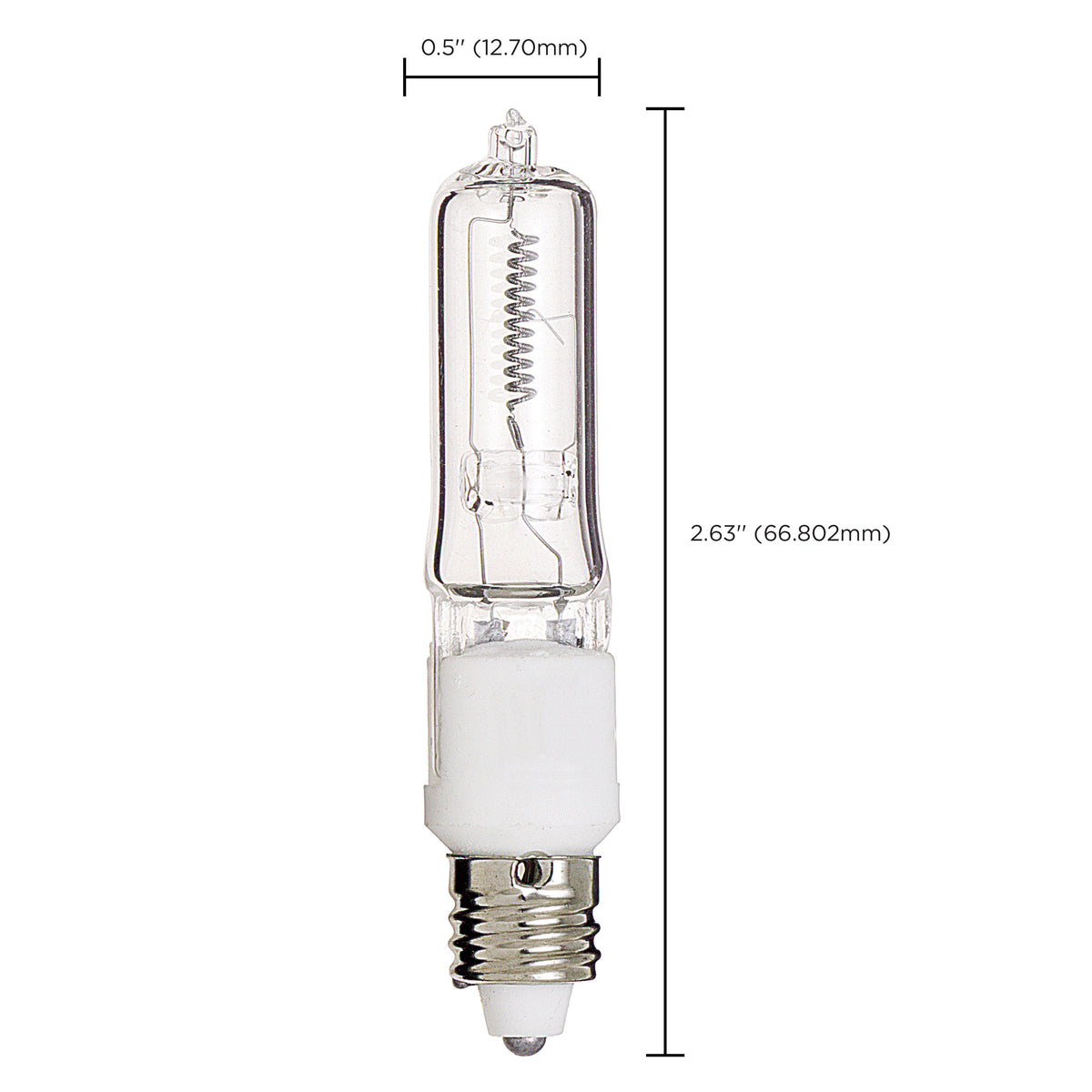 35 Watt - Halogen - T4 - Clear - 2000 Average rated hours - 380 Lumens - Mini Candelabra base - 120 Volt