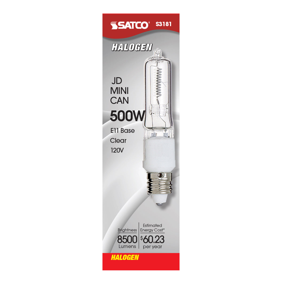 500 Watt - Halogen - T4 - Clear - 2000 Average rated hours - 8500 Lumens - Mini Candelabra base - 120 Volt