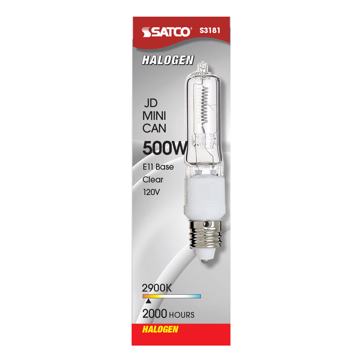 500 Watt - Halogen - T4 - Clear - 2000 Average rated hours - 8500 Lumens - Mini Candelabra base - 120 Volt