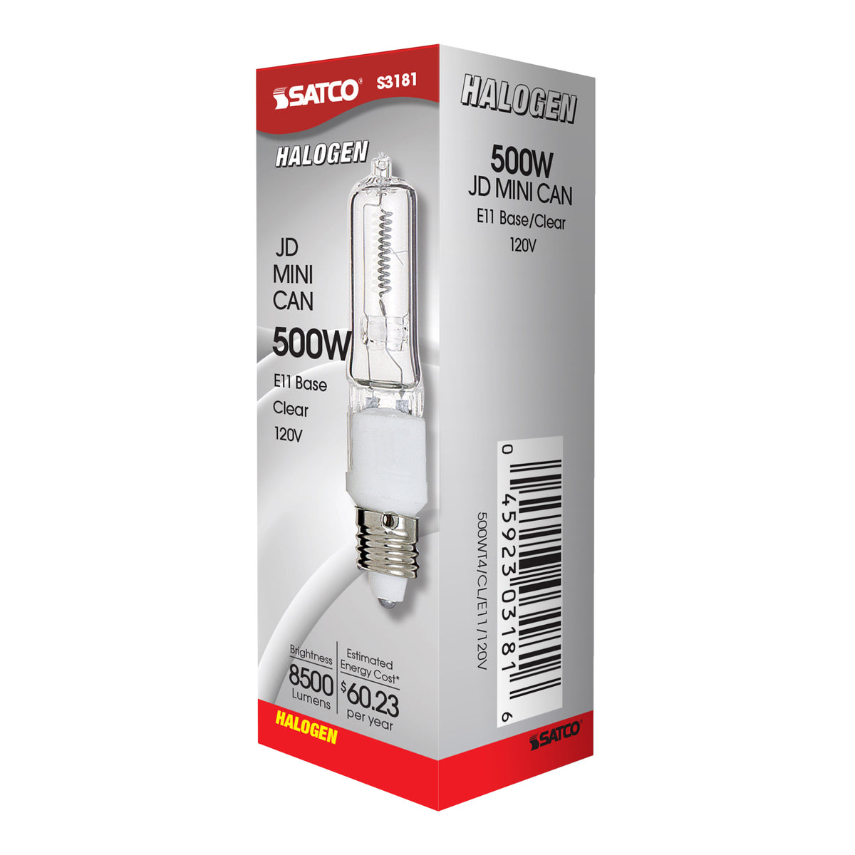 500 Watt - Halogen - T4 - Clear - 2000 Average rated hours - 8500 Lumens - Mini Candelabra base - 120 Volt