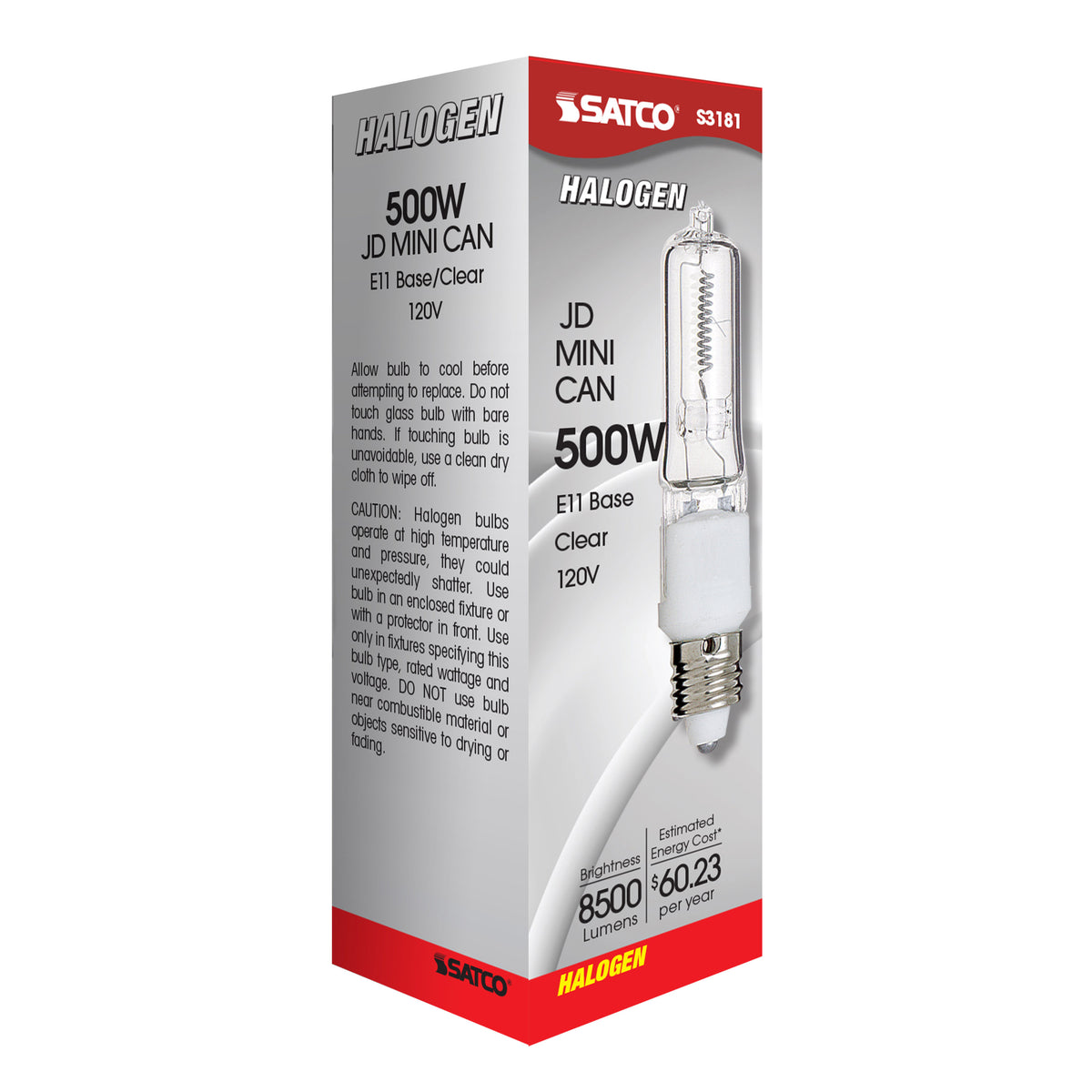 500 Watt - Halogen - T4 - Clear - 2000 Average rated hours - 8500 Lumens - Mini Candelabra base - 120 Volt