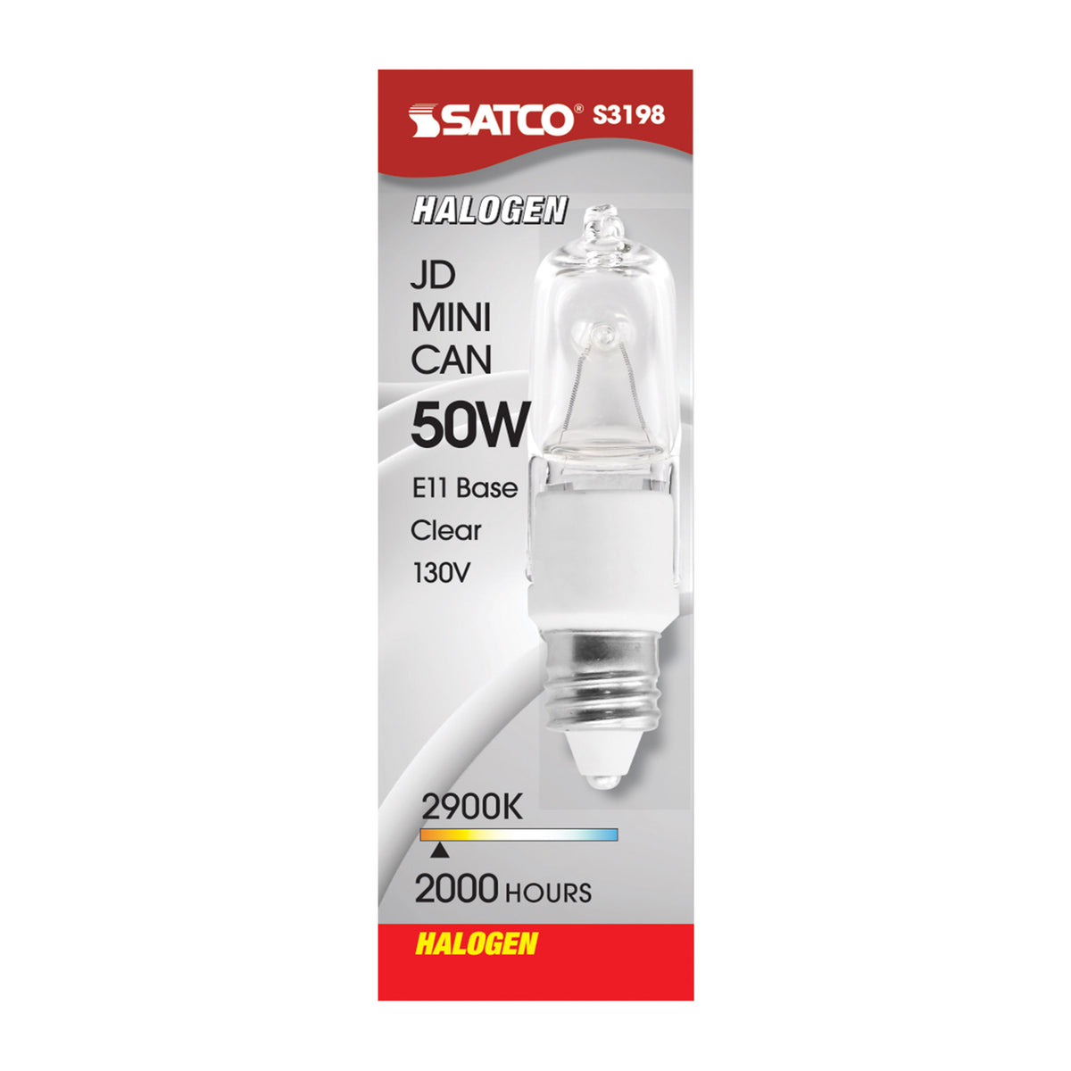 50 Watt - Halogen - T4 - Clear - 2000 Average rated hours - 750 Lumens - Mini Candelabra base - 130 Volt