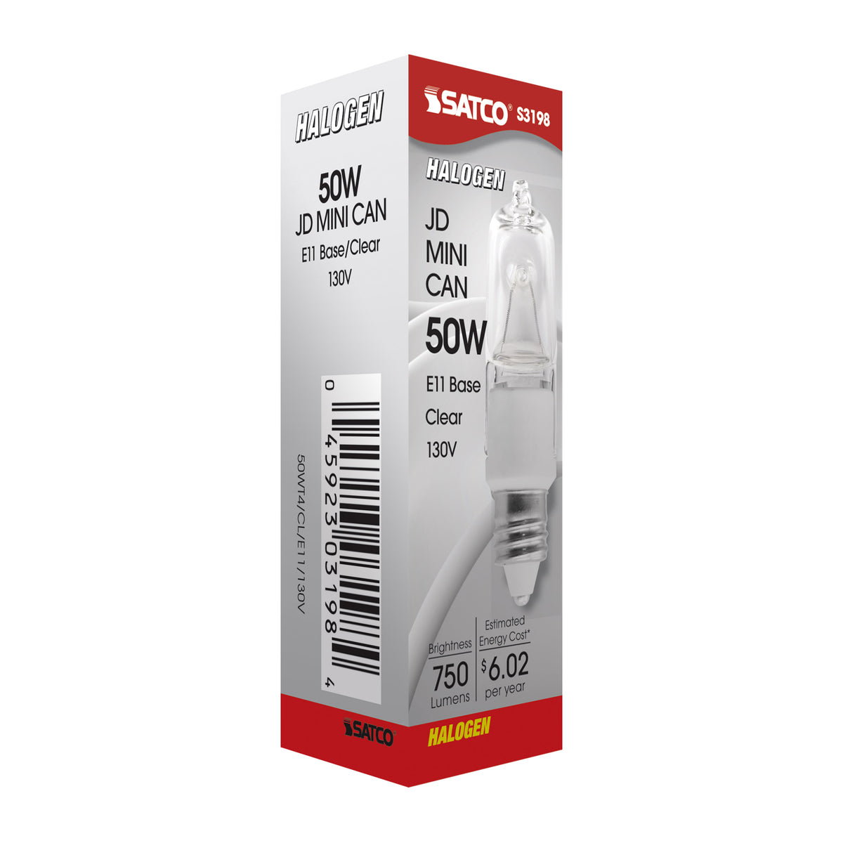 50 Watt - Halogen - T4 - Clear - 2000 Average rated hours - 750 Lumens - Mini Candelabra base - 130 Volt