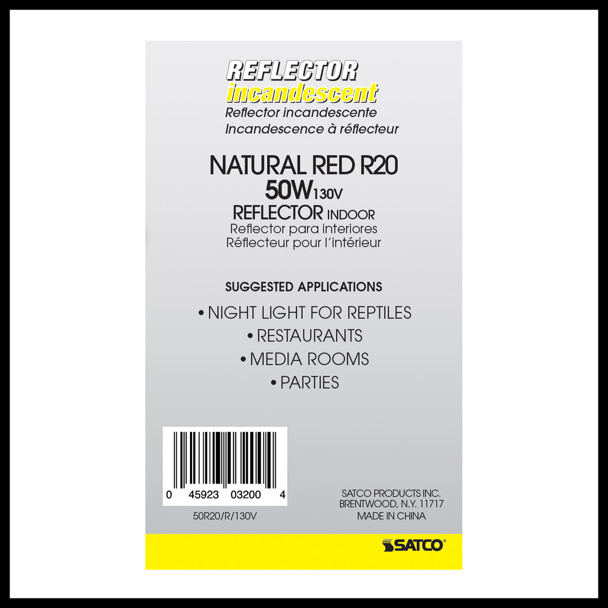 50 Watt R20 Incandescent - Red - 2000 Average rated hours - Medium base - 130 Volt