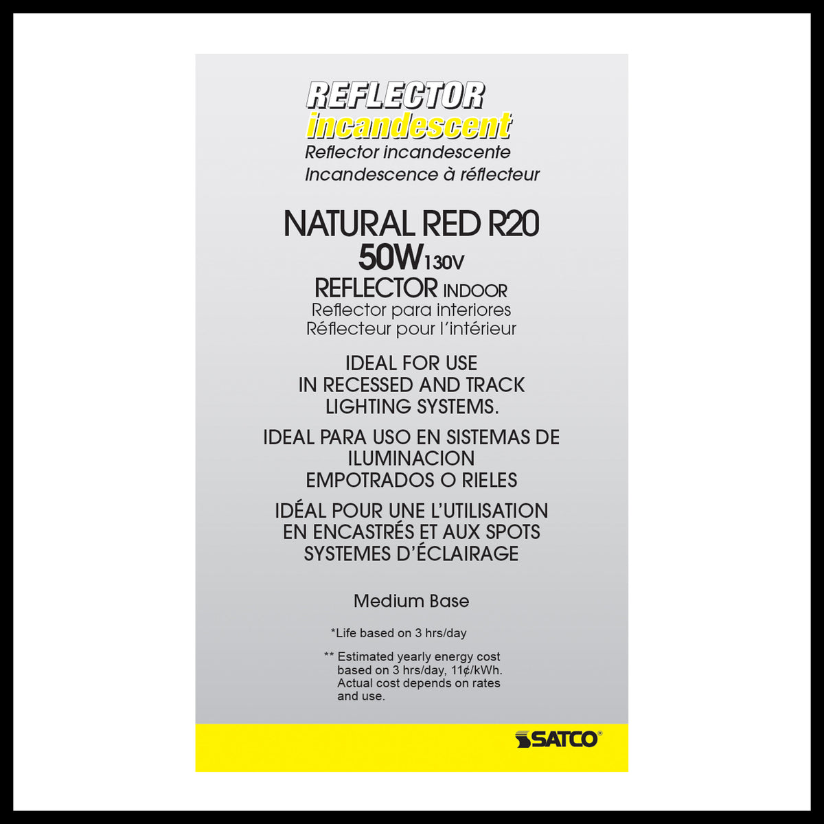 50 Watt R20 Incandescent - Red - 2000 Average rated hours - Medium base - 130 Volt