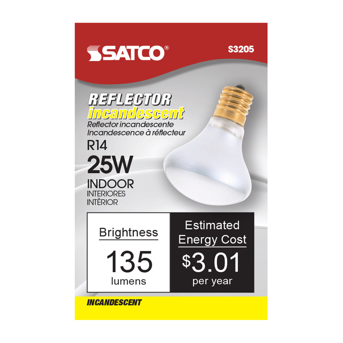 25 Watt R14 Incandescent - Frost - 1500 Average rated hours - 135 Lumens - Intermediate base - 120 Volt