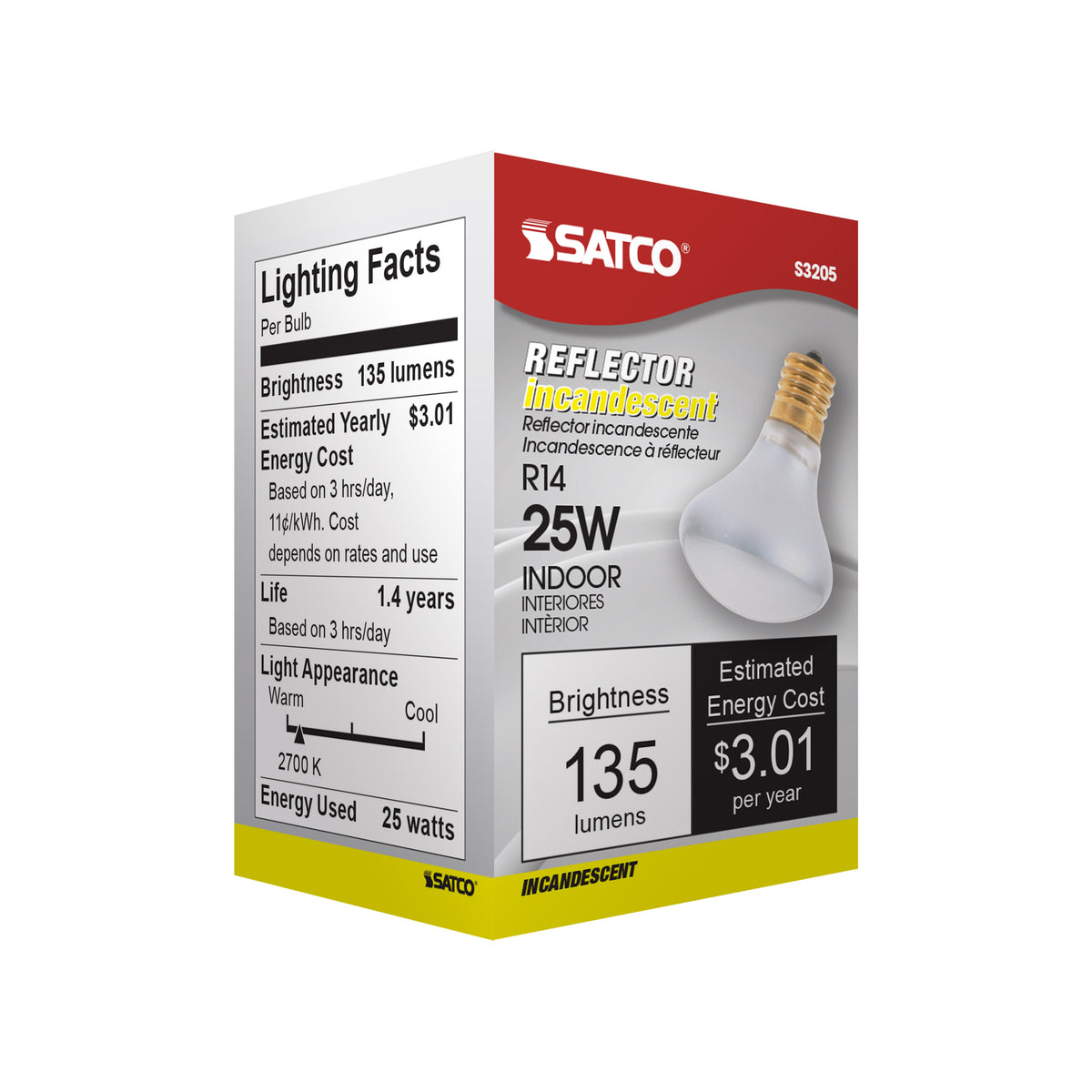 25 Watt R14 Incandescent - Frost - 1500 Average rated hours - 135 Lumens - Intermediate base - 120 Volt