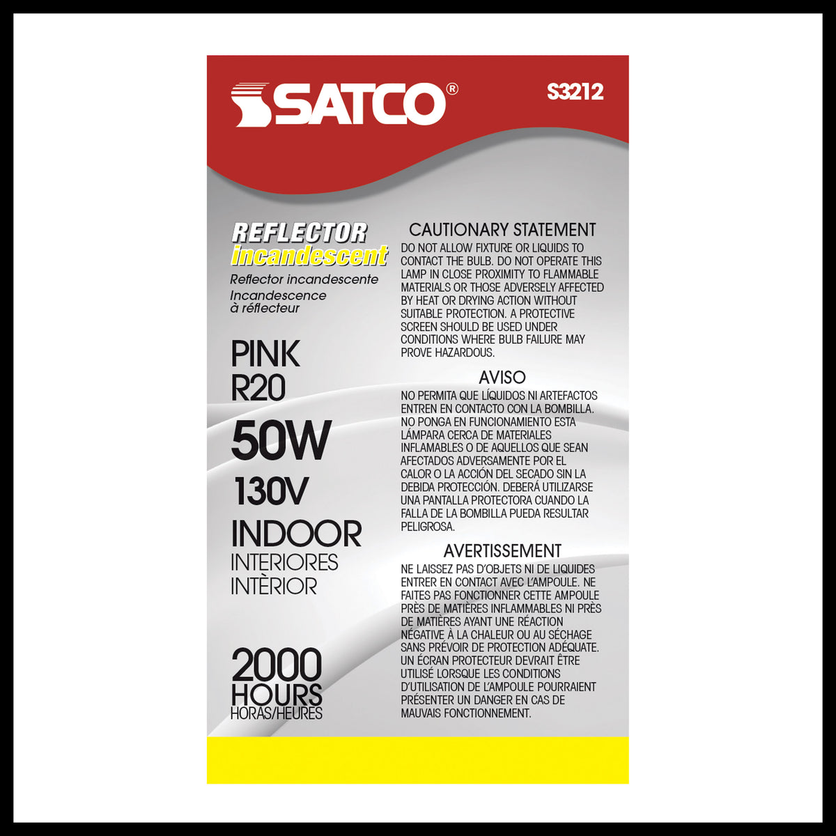 50 Watt R20 Incandescent - Pink - 2000 Average rated hours - Medium base - 130 Volt