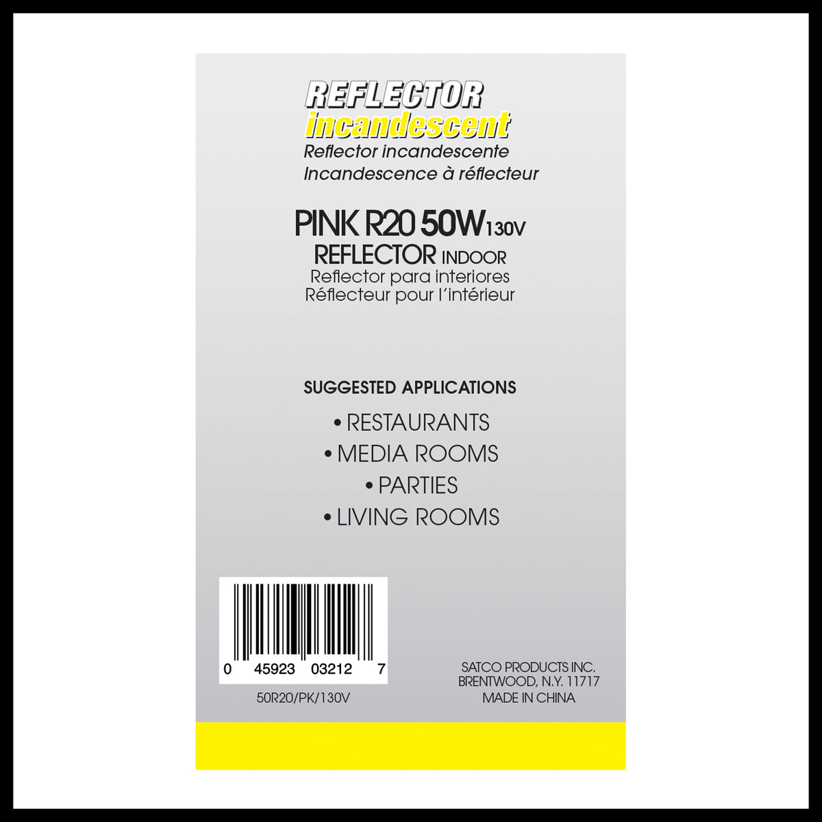 50 Watt R20 Incandescent - Pink - 2000 Average rated hours - Medium base - 130 Volt