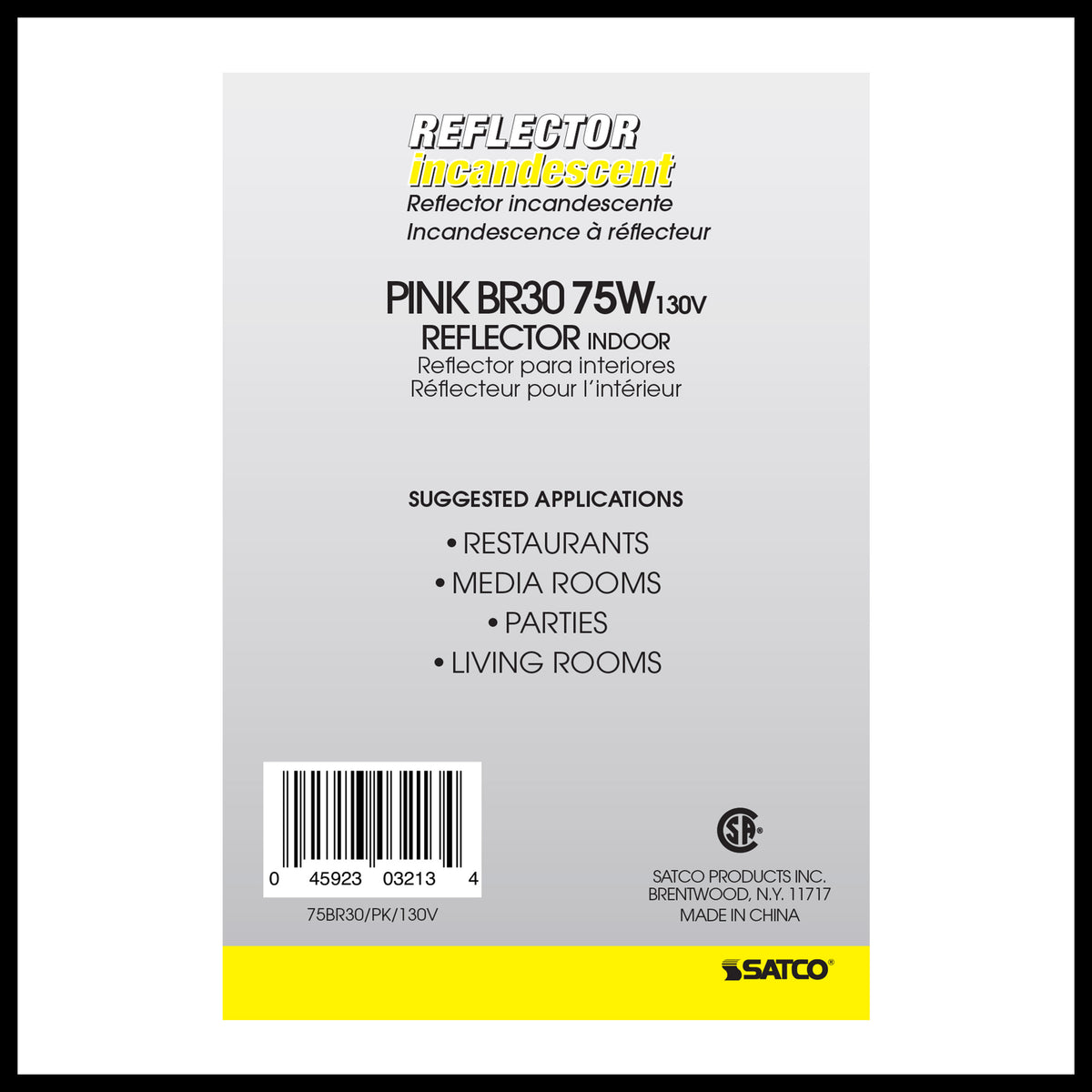 75 Watt BR30 Incandescent - Pink - 2000 Average rated hours - Medium base - 130 Volt
