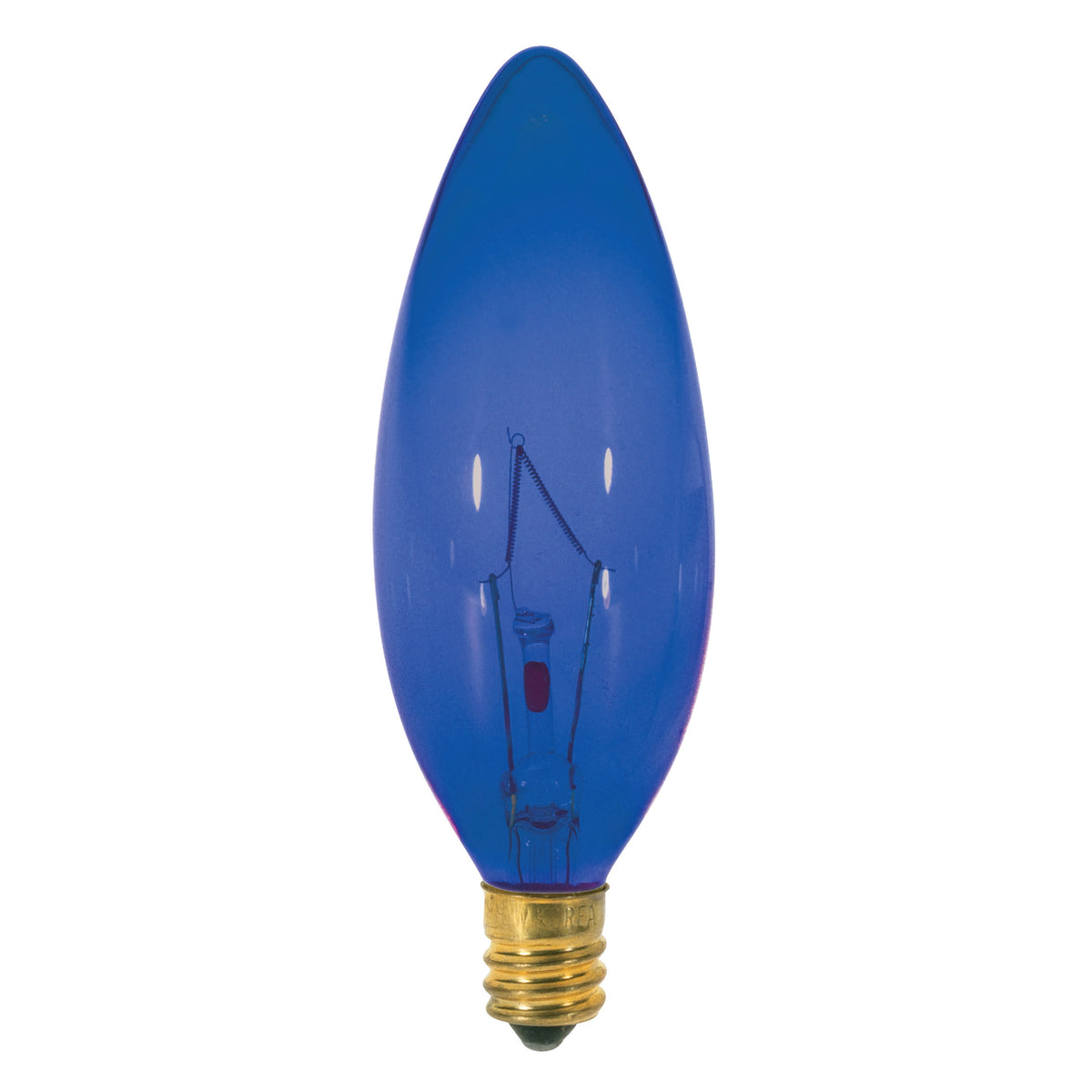 25 Watt BA9 1/2 Incandescent - Transparent Blue - 1500 Average rated hours - Candelabra base - 120 Volt bulb or fixture view