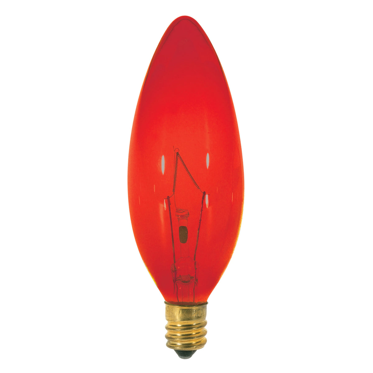 25 Watt BA9 1/2 Incandescent - Transparent Red - 1500 Average rated hours - Candelabra base - 120 Volt lighting product