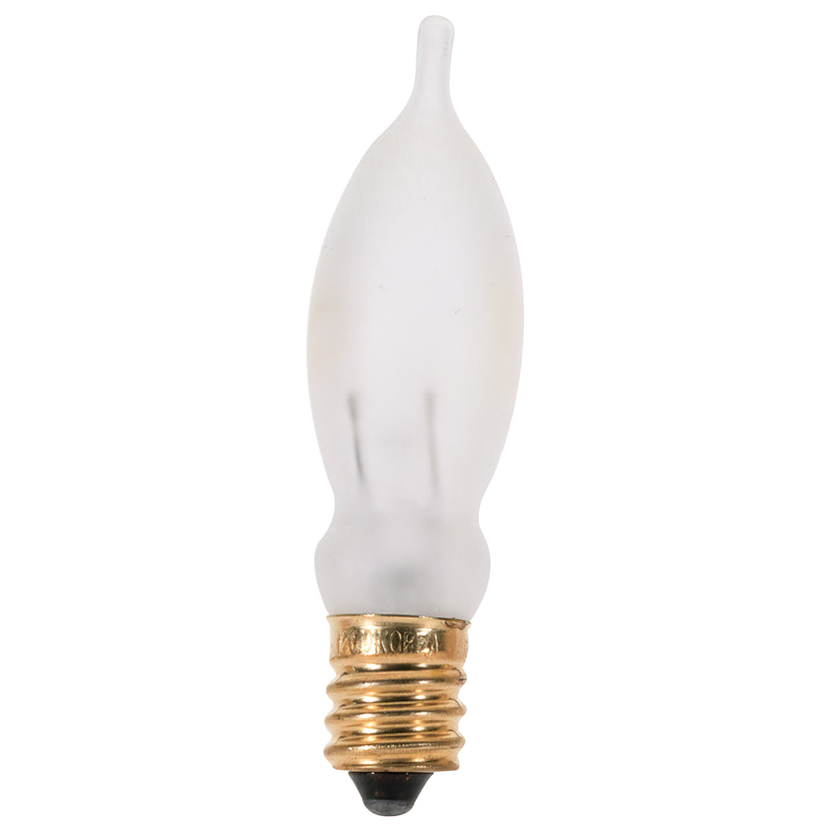 7.5 Watt CA5 Incandescent - Frost - 1500 Average rated hours - 35 Lumens - Candelabra base - 120 Volt for commercial spaces