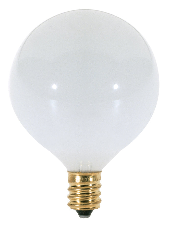 25 Watt G16 1/2 Incandescent - Gloss White - 1500 Average rated hours - 175 Lumens - Candelabra base - 120 Volt product image