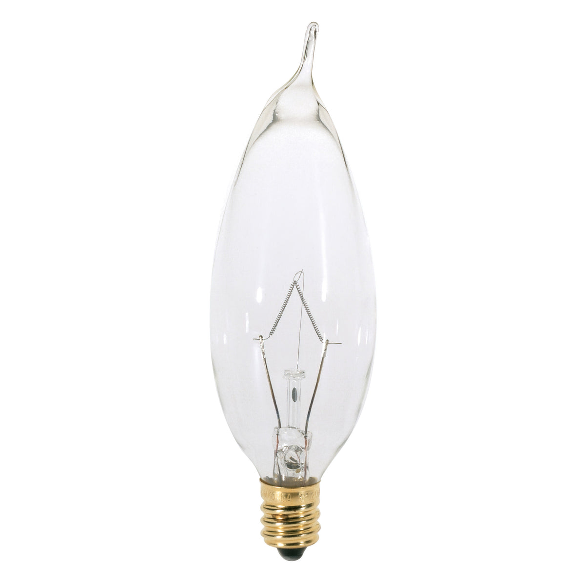 25 Watt CA8 Incandescent - Clear - 1500 Average rated hours - 210 Lumens - Candelabra base - 120 Volt