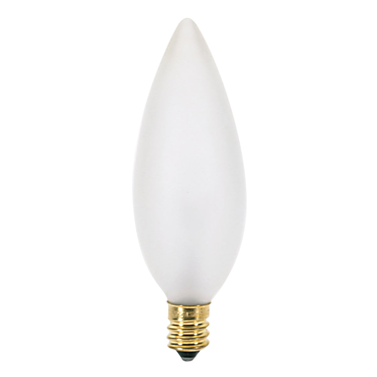 25 Watt BA9 1/2 Incandescent - Frost - 1500 Average rated hours - 212 Lumens - Candelabra base - 120 Volt