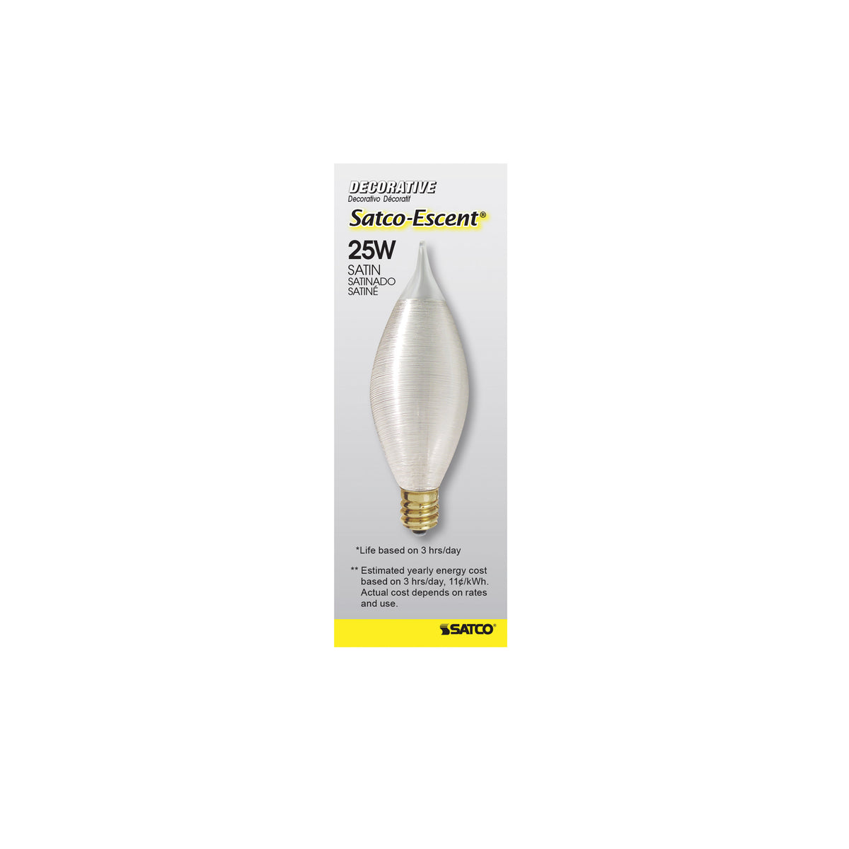 25 Watt C11 Incandescent - Spun White - 4000 Average rated hours - 160 Lumens - Candelabra base - 120 Volt