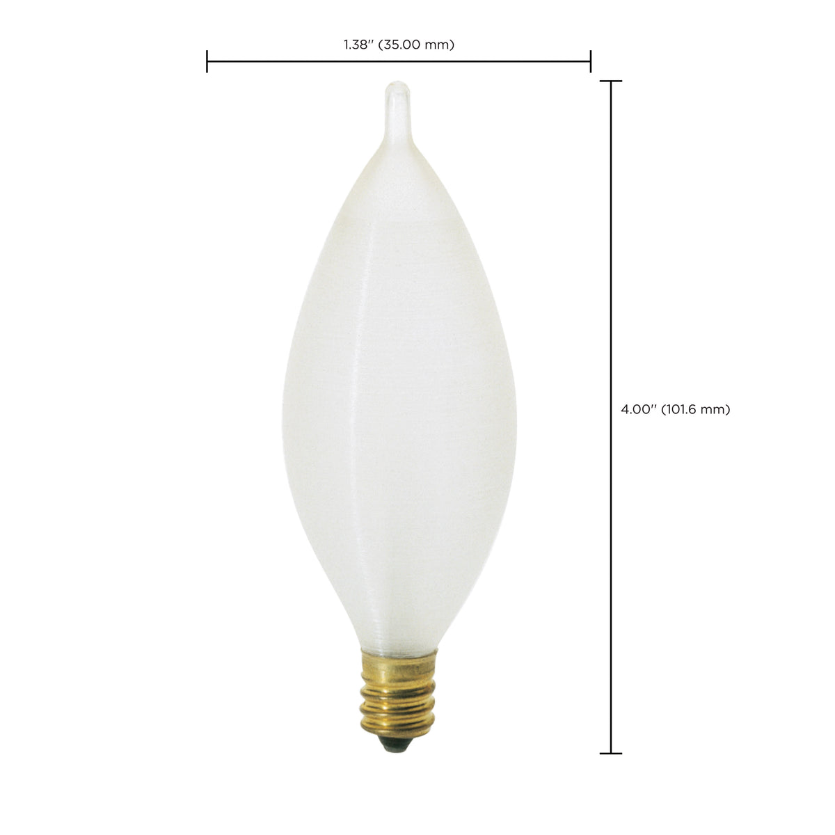 25 Watt C11 Incandescent - Spun White - 4000 Average rated hours - 160 Lumens - Candelabra base - 120 Volt