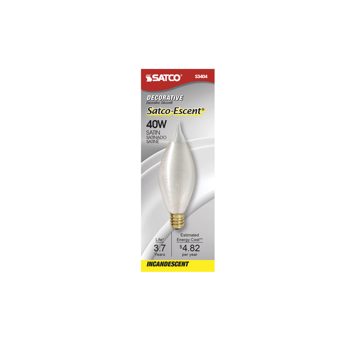 40 Watt C11 Incandescent - Spun White - 4000 Average rated hours - 247 Lumens - Candelabra base - 120 Volt