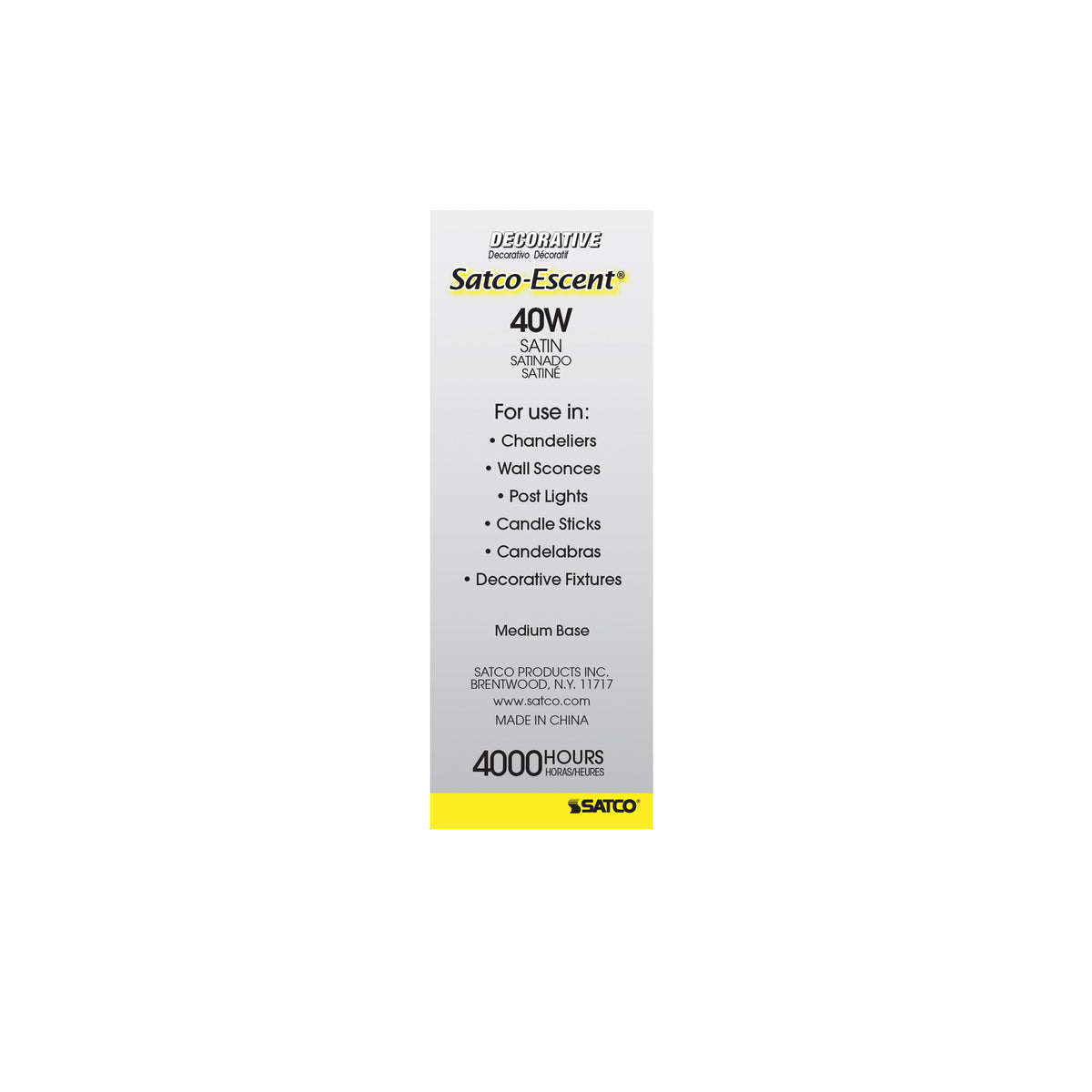 40 Watt C11 Incandescent - Spun White - 4000 Average rated hours - 247 Lumens - Candelabra base - 120 Volt