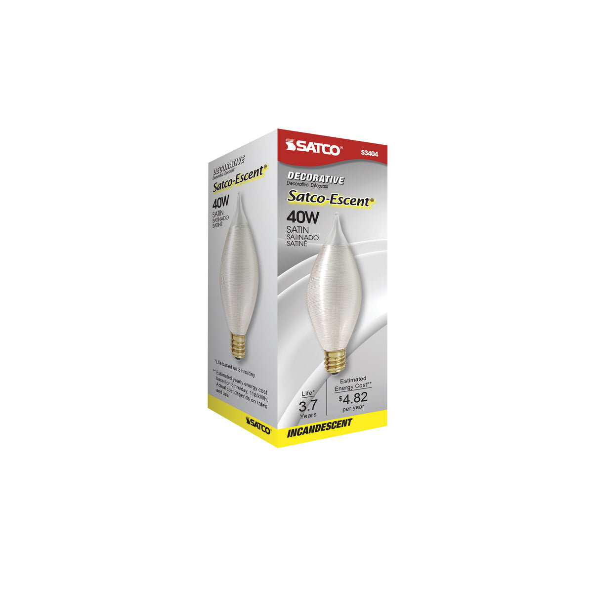 40 Watt C11 Incandescent - Spun White - 4000 Average rated hours - 247 Lumens - Candelabra base - 120 Volt