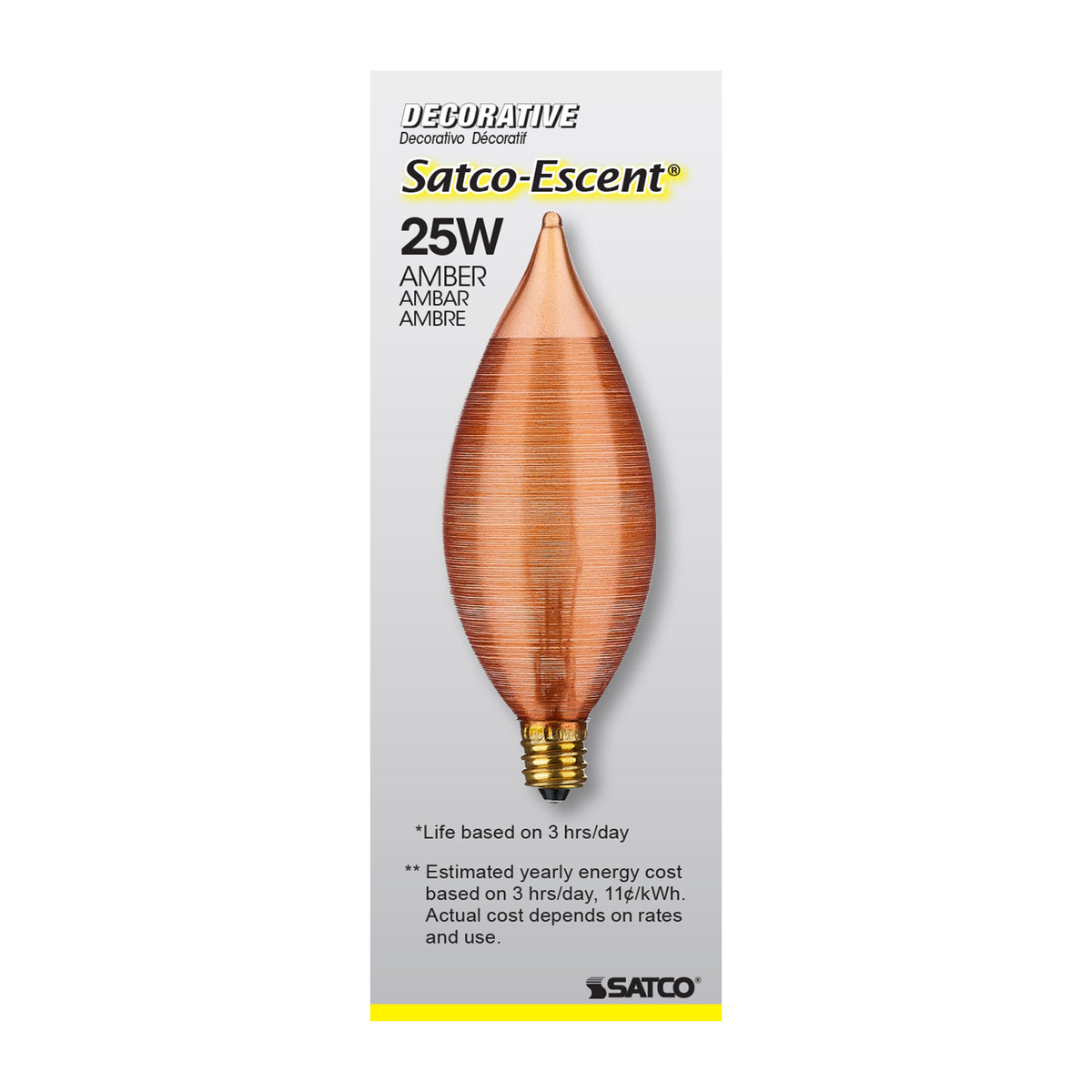25 Watt C11 Incandescent - Spun Amber - 4000 Average rated hours - Candelabra base - 120 Volt
