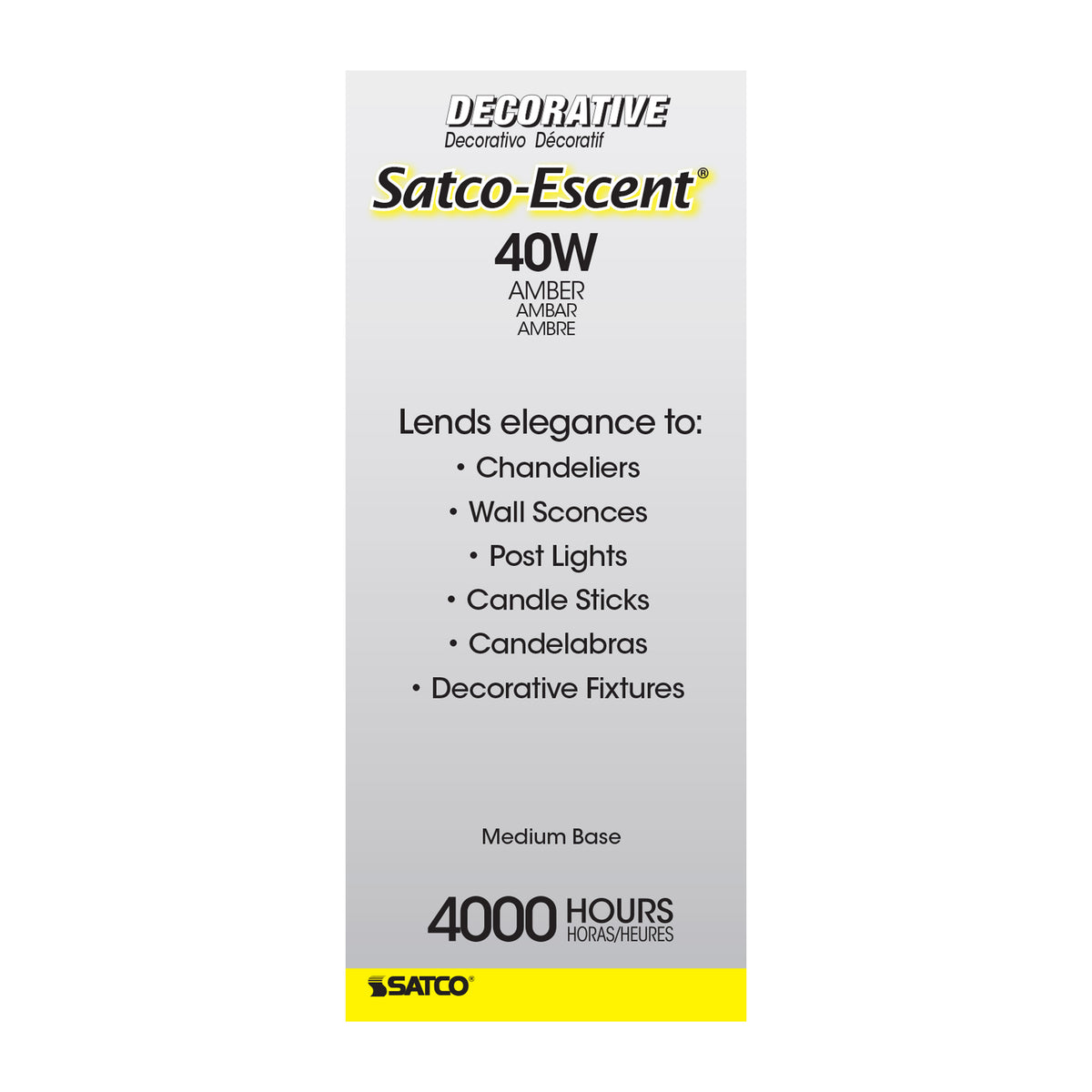 40 Watt C15 Incandescent - Spun Amber - 4000 Average rated hours - Medium base - 120 Volt