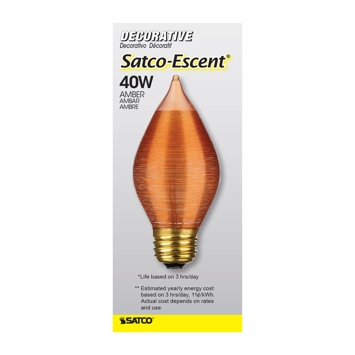 40 Watt C15 Incandescent - Spun Amber - 4000 Average rated hours - Medium base - 120 Volt