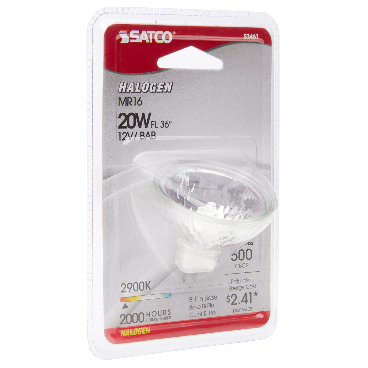 20 Watt - Halogen - MR16 - BAB - 2000 Average rated hours - Miniature 2 Pin Round base - 12 Volt - Carded