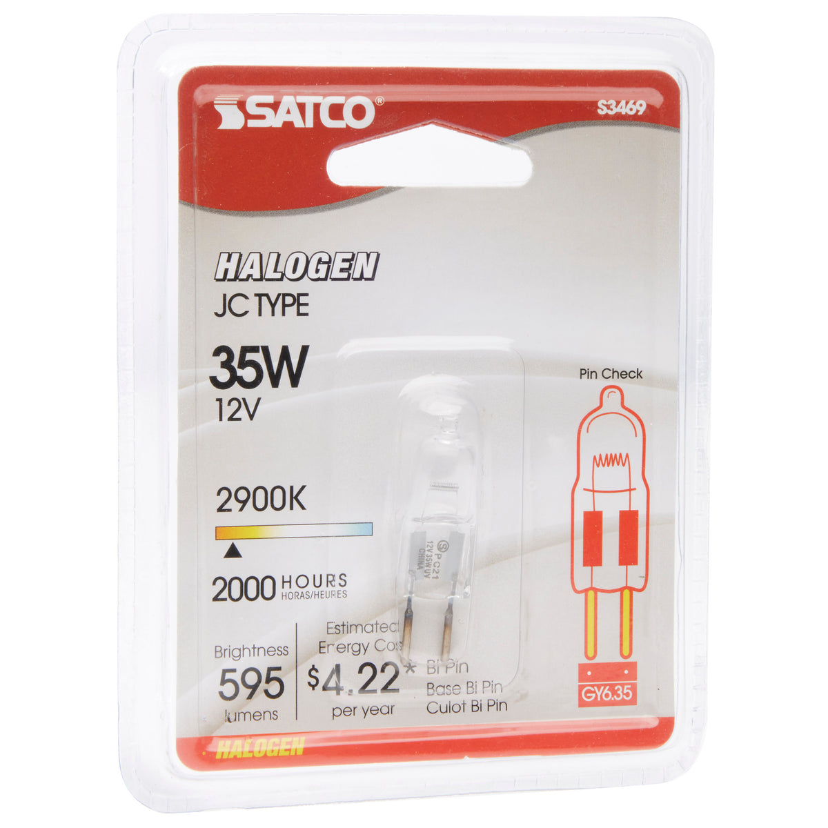 35 Watt - Halogen - T4 - Clear - 2000 Average rated hours - 595 Lumens - Bi Pin GY6.35 base - 12 Volt - Carded