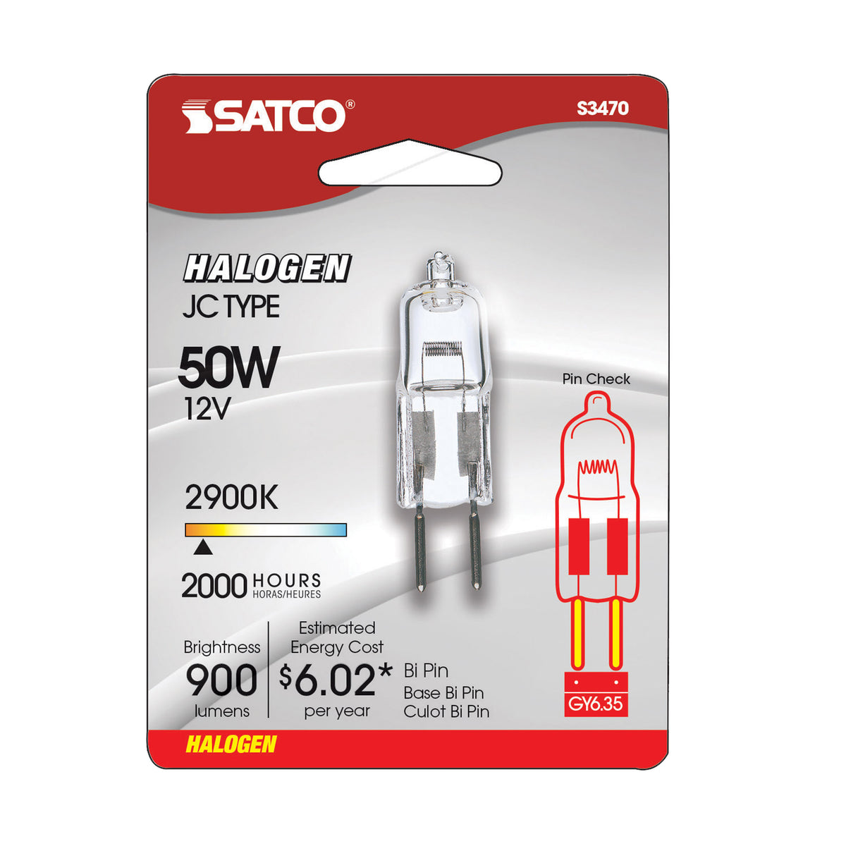 50 Watt - Halogen - T4 - Clear - 2000 Average rated hours - 900 Lumens - Bi Pin GY6.35 base - 12 Volt - Carded