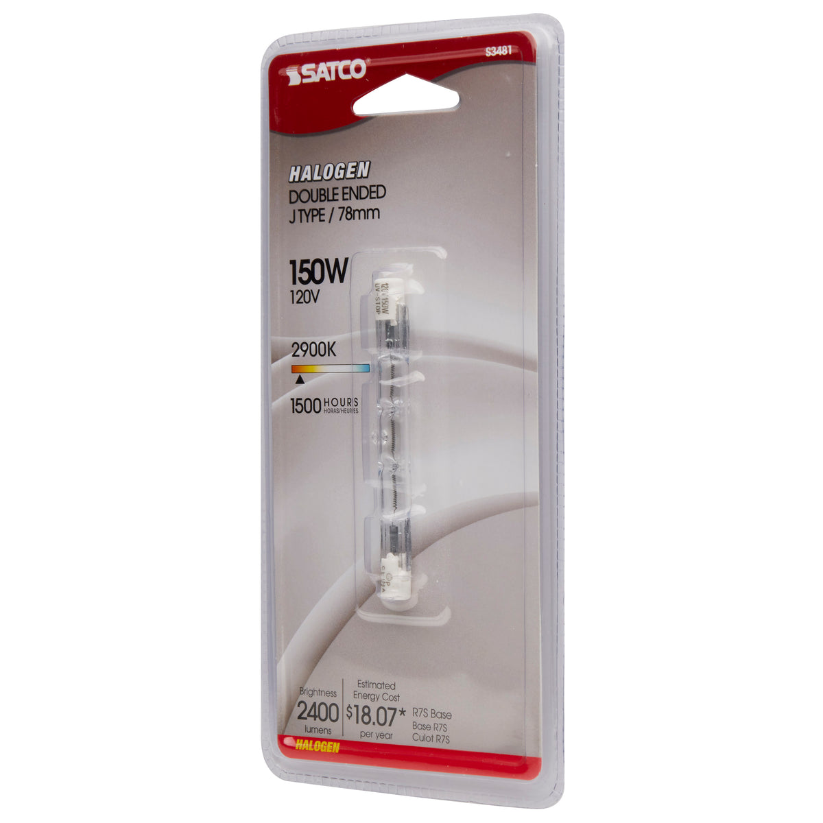 150 Watt - Halogen - T3 - Clear - 1500 Average rated hours - 2400 Lumens - Double Ended base - 78mm - 120 Volt - Carded